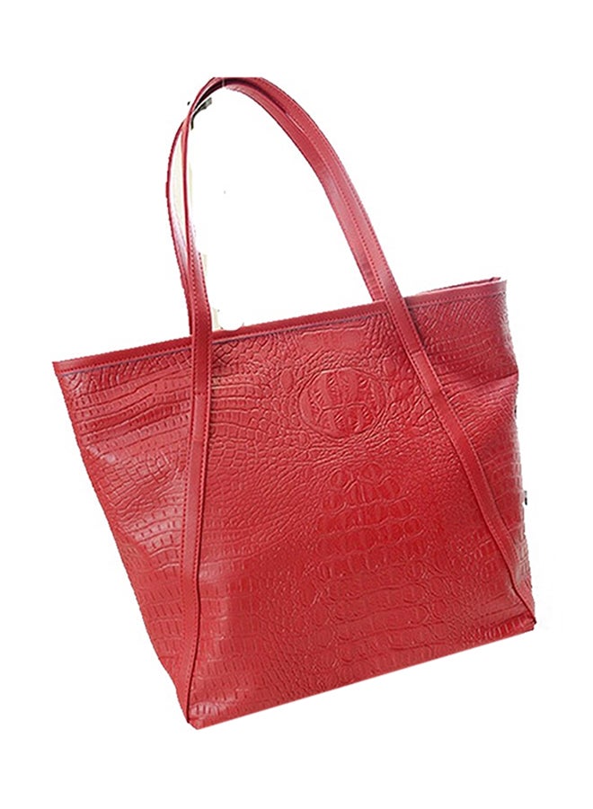 Crocodile Self Print Shoulder Bag Red