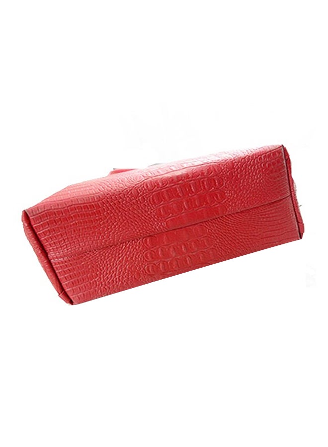 Crocodile Self Print Shoulder Bag Red