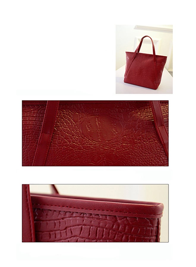 Crocodile Self Print Shoulder Bag Red