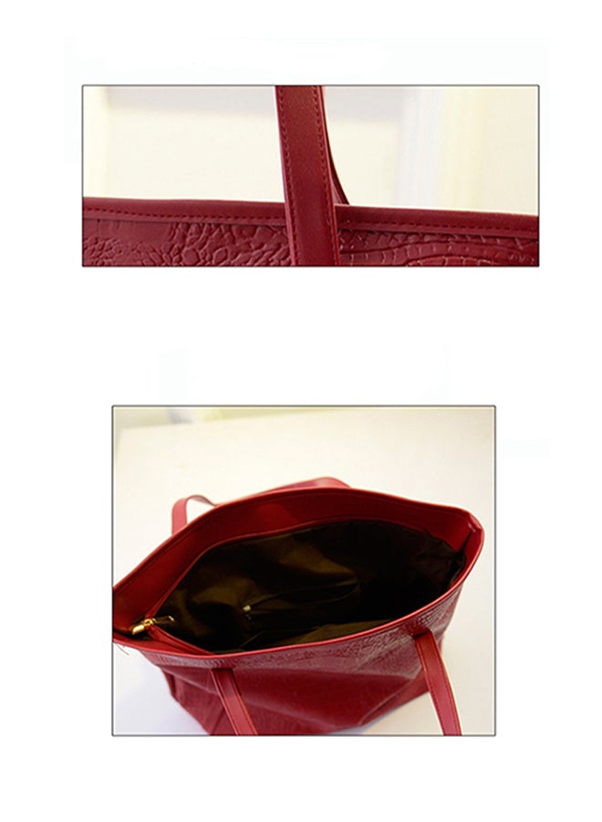 Crocodile Self Print Shoulder Bag Red