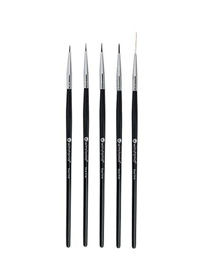 Winstonia 5-Piece Fine Line Nail Art And Striping Brush Set Black  - Image 1