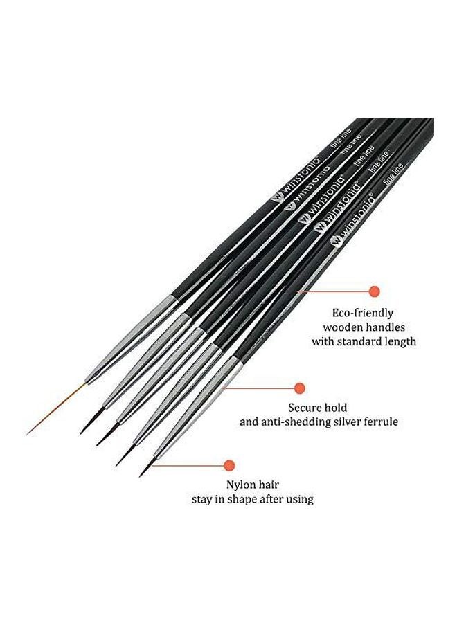 Winstonia 5-Piece Fine Line Nail Art And Striping Brush Set Black  - Image 2