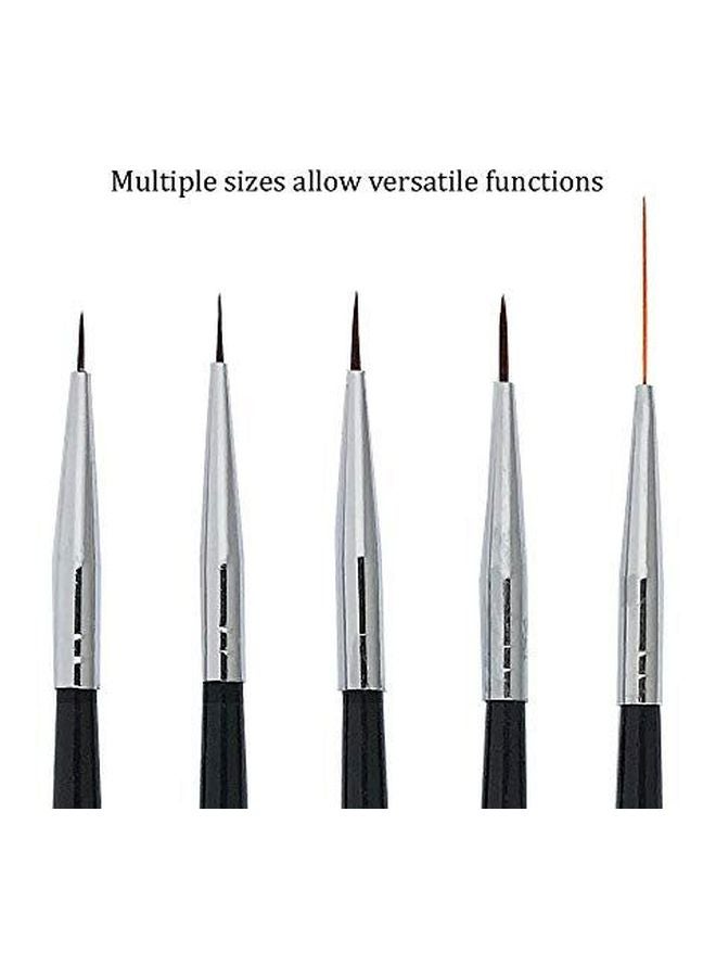 Winstonia 5-Piece Fine Line Nail Art And Striping Brush Set Black  - Image 3