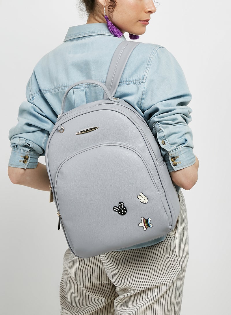 YUEJIN - Faux Leather Backpack Grey - Image 1