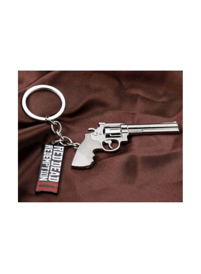 Generic Red Dead Redemption 2 Gun Keychain Ring Silver/Red/Black  - Image 2