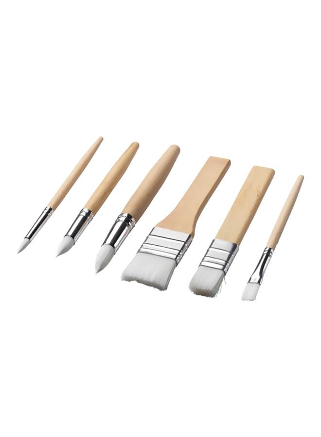 Generic 6 Piece Paint Brush Set Beige/Silver/White  - Image 1