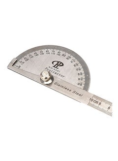 Generic 2-In-1 Stainless Steel Protractor With Round Ruler Silver  - Image 2