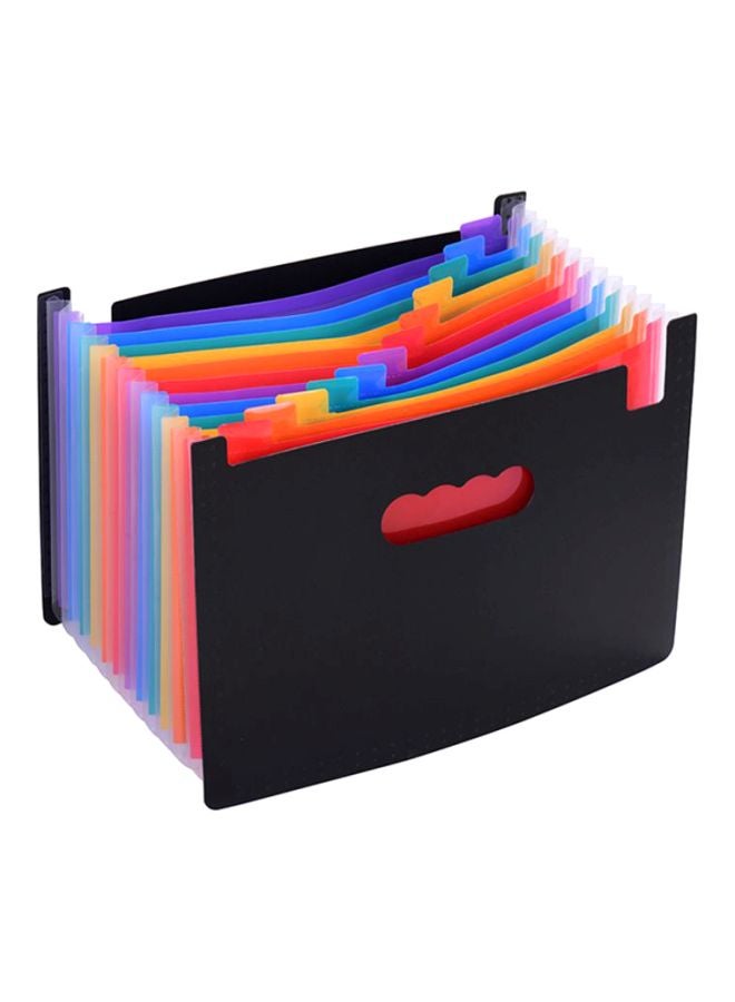 12-Pockets File Organiser For A4 Paper Black/Red/Yellow - Image 2