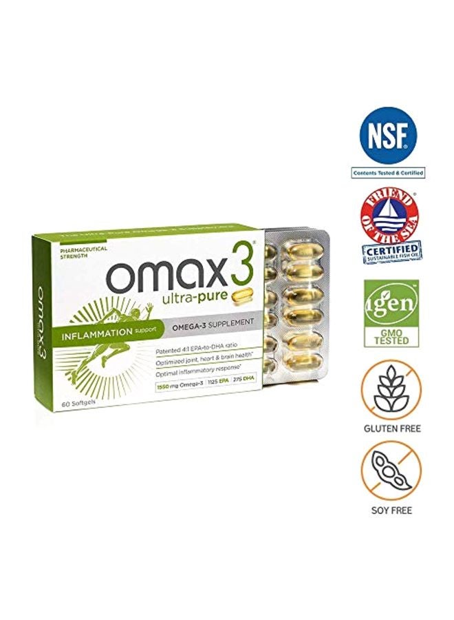 Omax3 - Omega 3 Ultra Pure Fish Oil Supplement, 60 Softgels - Image 1