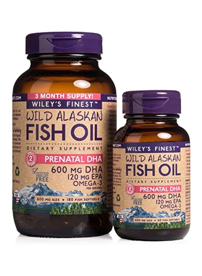 Wiley's Finest Prenatal DHA Wild Alaskan Fish Oil Supplement - 60 Softgels - Image 2