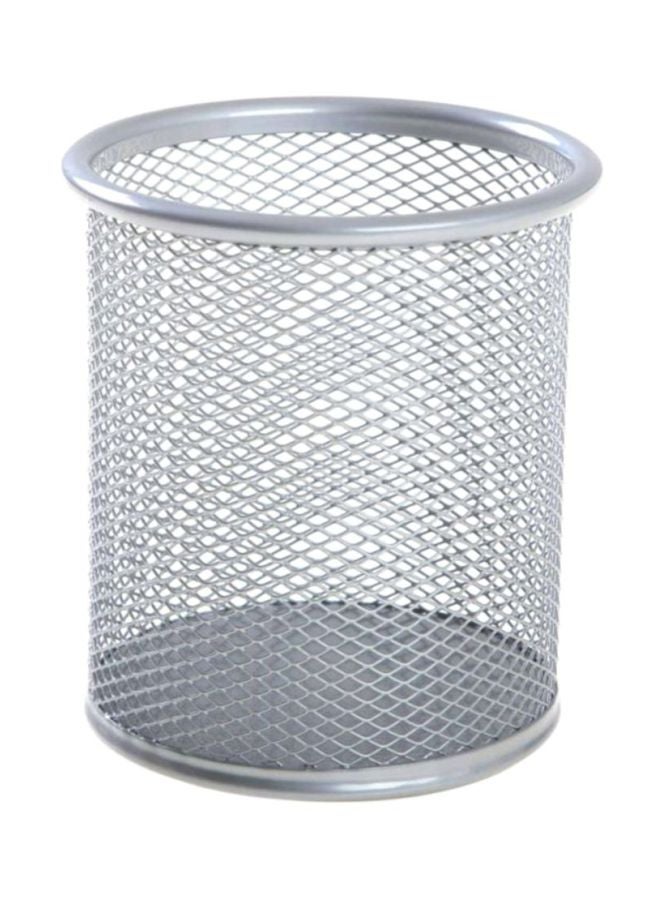 Metal Cylindrical Pen Holder Grey