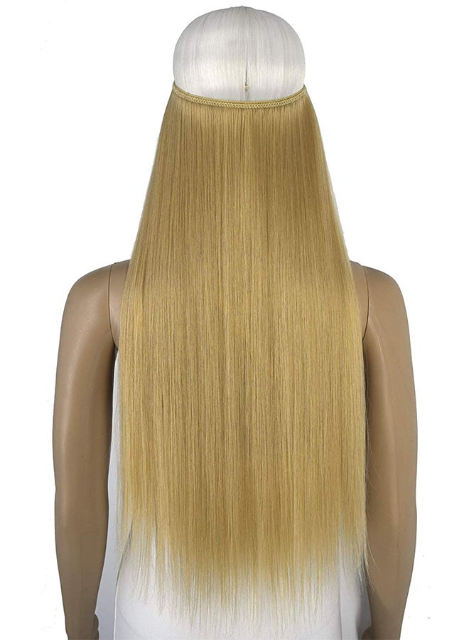 TOPREETY Halo Hair Extension With Elastic Invisible Wire Attached Light Honey Blonde 24inch - Image 2