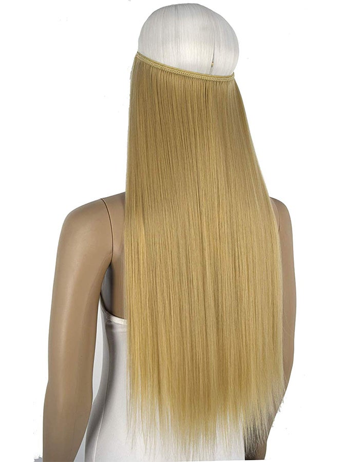 TOPREETY Halo Hair Extension With Elastic Invisible Wire Attached Light Honey Blonde 24inch - Image 3