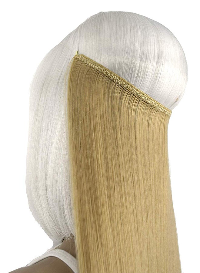 TOPREETY Halo Hair Extension With Elastic Invisible Wire Attached Light Honey Blonde 24inch - Image 4