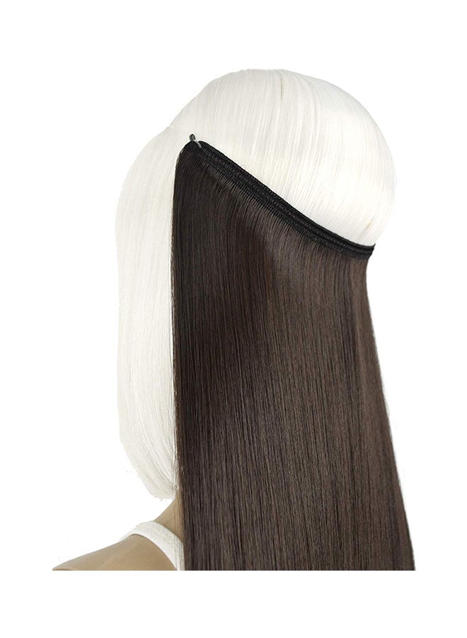 TOPREETY Halo Hair Extension With Elastic Invisible Wire Attached Medium Brown 24inch - Image 4