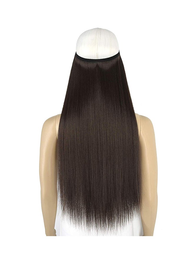 TOPREETY Halo Hair Extension With Elastic Invisible Wire Attached Medium Brown 24inch - Image 2