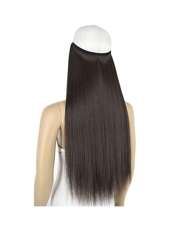 TOPREETY Halo Hair Extension With Elastic Invisible Wire Attached Medium Brown 24inch - Image 3
