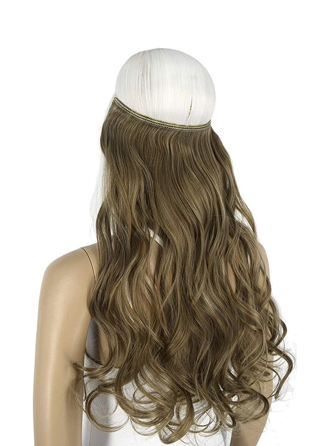 TOPREETY Halo Hair Extension With Elastic Invisible Wire Attached Light Ash Blonde 22inch - Image 3