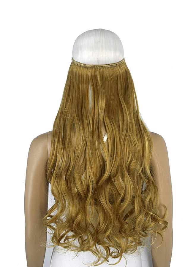 TOPREETY Halo Hair Extension With Elastic Invisible Wire Attached Light Brown Mix Bleach Blonde 22inch - Image 2