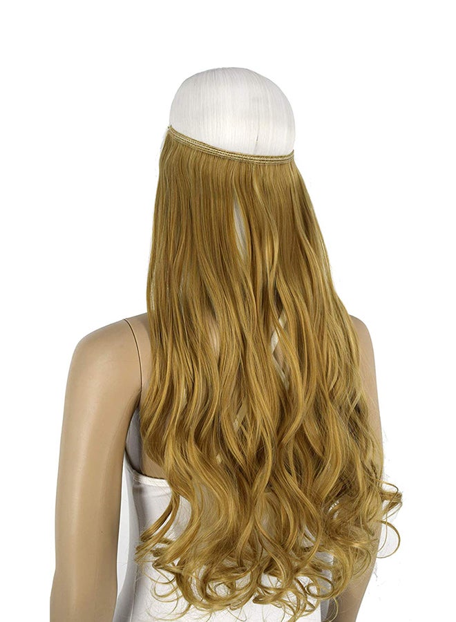 TOPREETY Halo Hair Extension With Elastic Invisible Wire Attached Light Brown Mix Bleach Blonde 22inch - Image 3