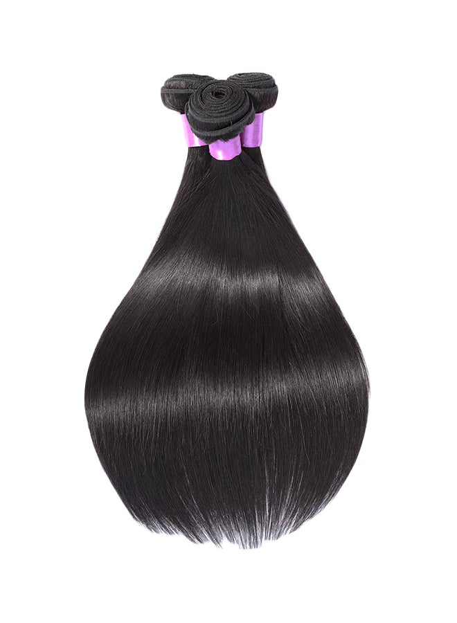 AUTTO 3-Piece Brazilian Straight Unprocessed Virgin Remy Human Hair Extension Natural Black - Image 1