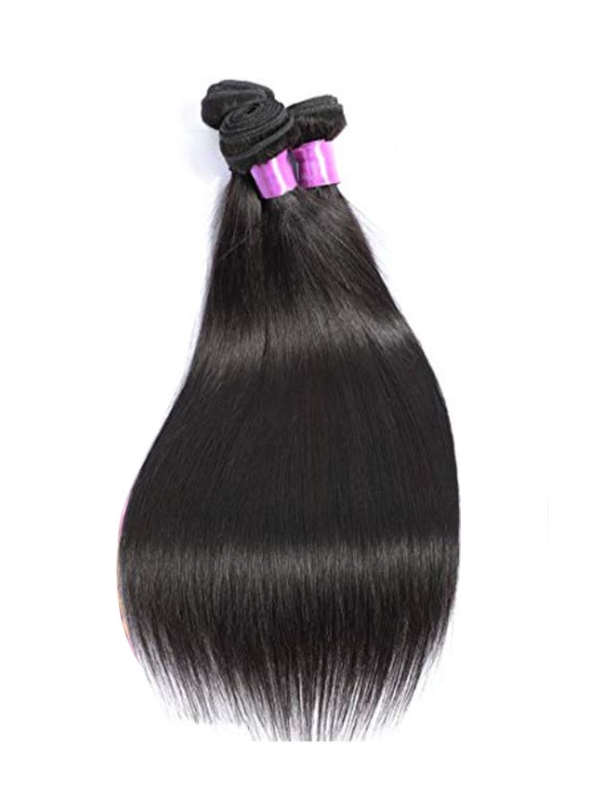 AUTTO 3-Piece Brazilian Straight Unprocessed Virgin Remy Human Hair Extension Natural Black - Image 2