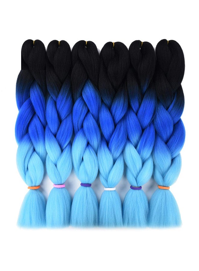 واي نيت مجموعة وصلات شعر مضفرة مصنوعة من ألياف كانيكالون، من 6 قطع أسود/ أزرق داكن/ أزرق فاتح 24بوصة - Image 2