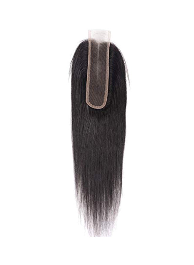 West Kiss Straight Human Hair Extension With Lace Closure Black 10inch - Image 1