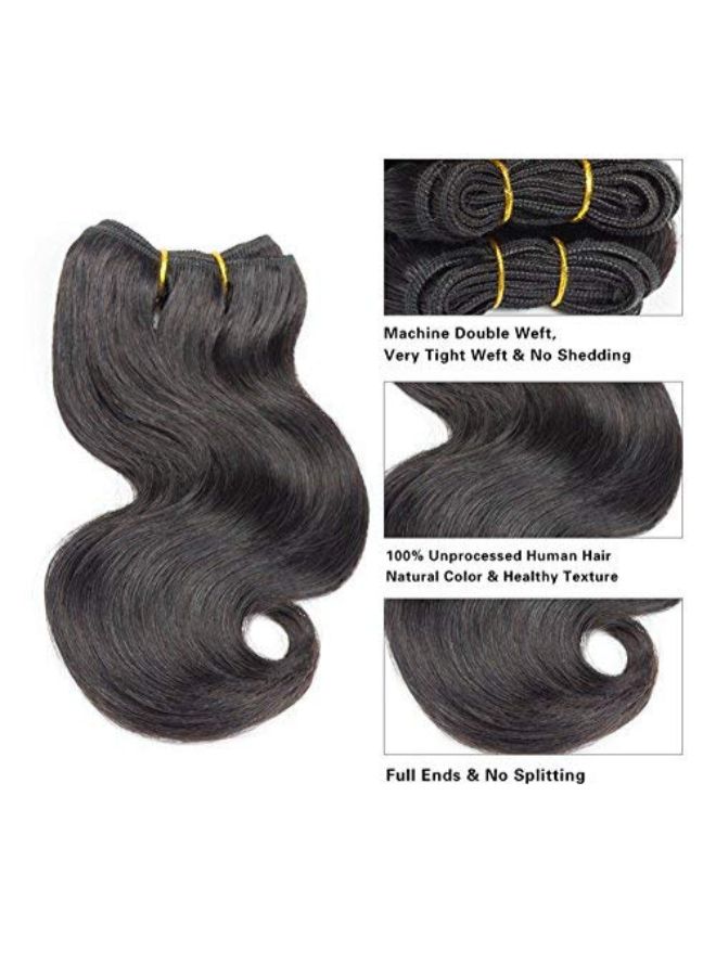 DMS Pack Of 4 Brazilian Wavy Virgin Human Hair Black 8inch - Image 2