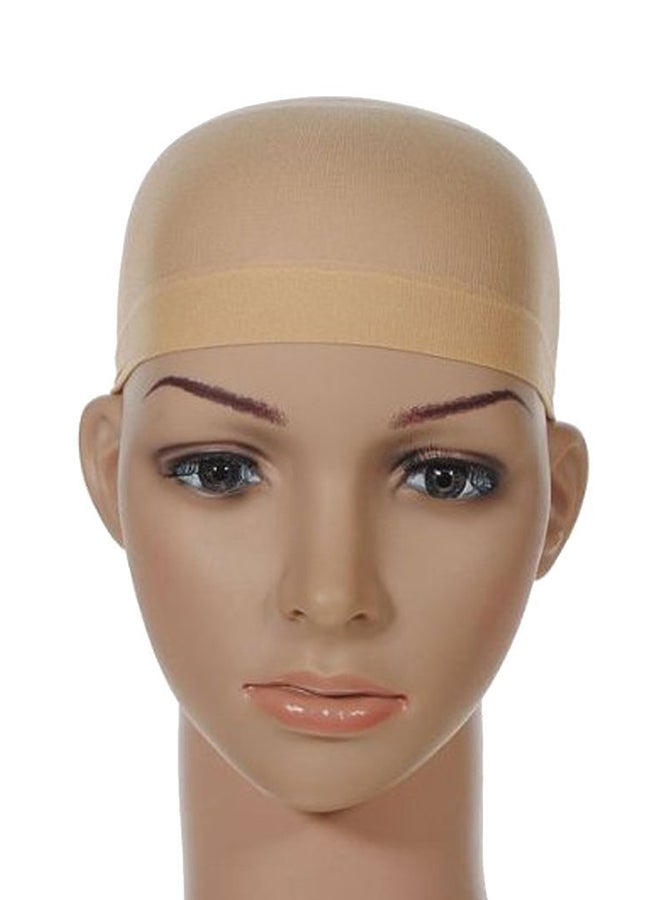 OMORFIEER 12-Piece Elastic Stretchy Close End Stocking Wig Cap Nude Beige 2 x 1.02 x 0.98inch - Image 2