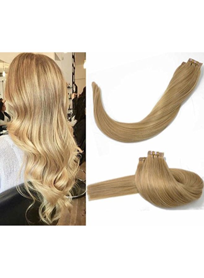 Aison 20-Piece Straight Remy Tape In Human Hair Extension Blonde 18inch - Image 3