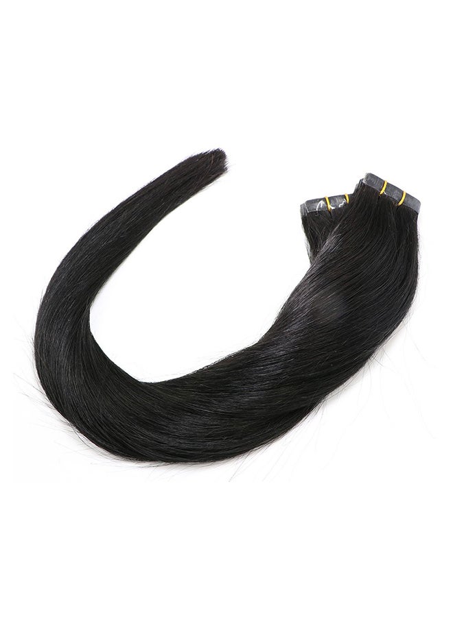 ايسون مجموعة وصلات شعر طبيعي مفرود بشعيرات ذات اتجاه واحد وبشريط لاصق للتثبيت مكونة من 20 قطعة أسود 22بوصة - Image 2