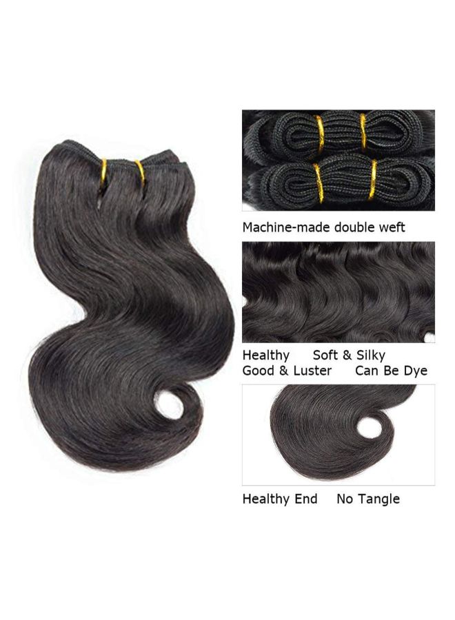 سيلينا مجوموعة وصلة شعر بشري برازيلي مموج مع رباط إغلاق. أسود - Image 3