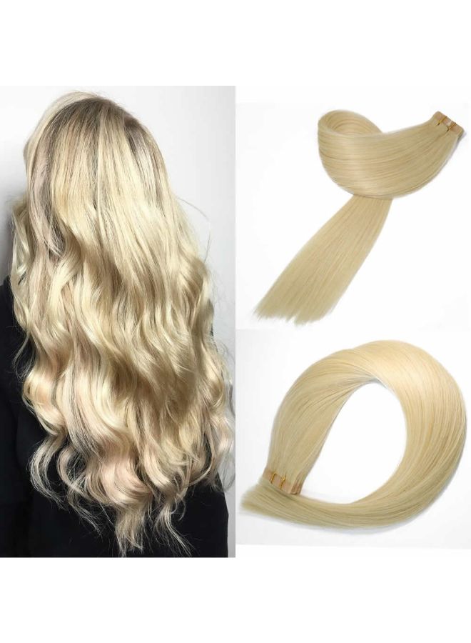 Aison 20-Piece Straight Remy Tape In Human Hair Extension Blonde 18inch - Image 3