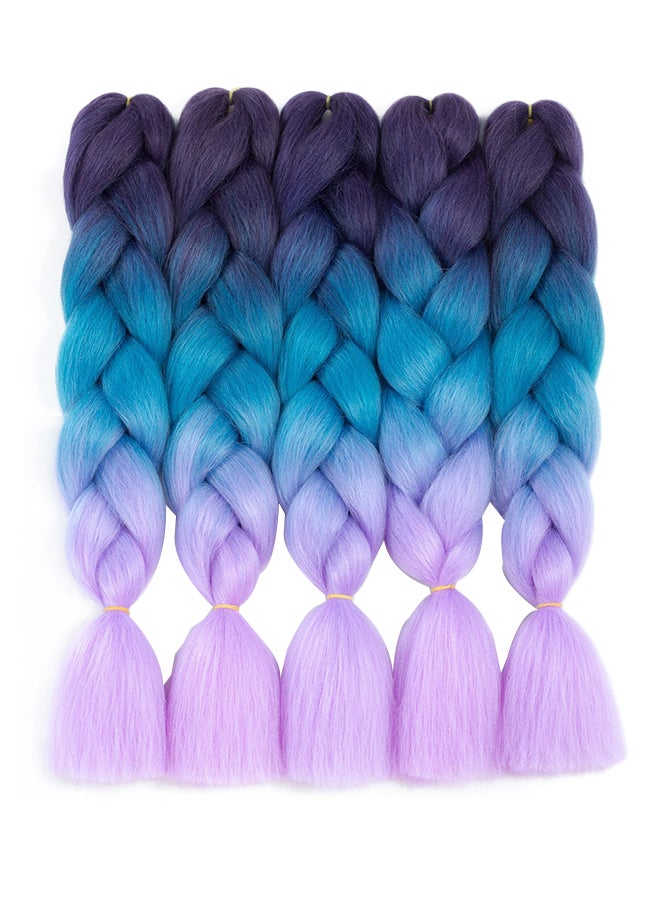 وصلات شعر مضفرة من 5 قطع أرجواني/ أزرق/ بنفسجي 24بوصة