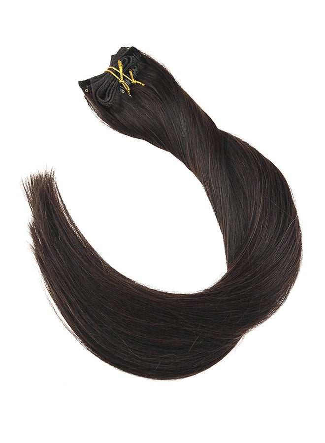 Ugeat 7-Piece Straight Clip In Human Hair Extension Brown 14inch - Image 2
