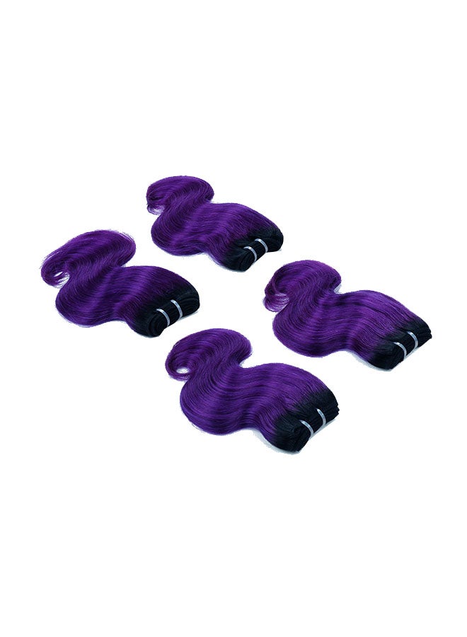 FASHION LINE 4-Piece Wavy Human Hair Extension Purple 8inch