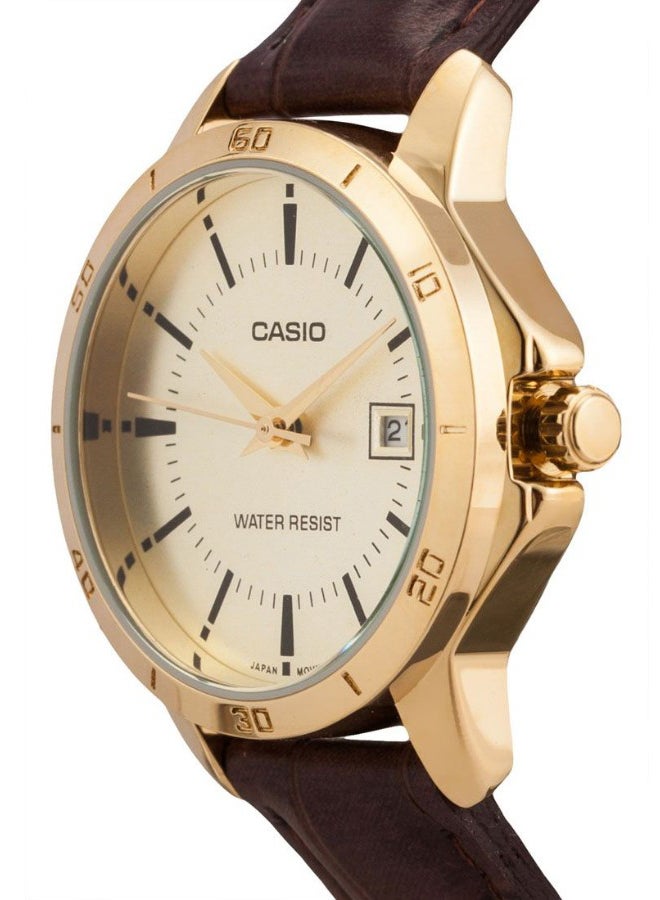 CASIO Women's Water Resistant Leather Analog Watch-LTP-V004GL-9AUDF - 35 mm - Brown  - Image 3