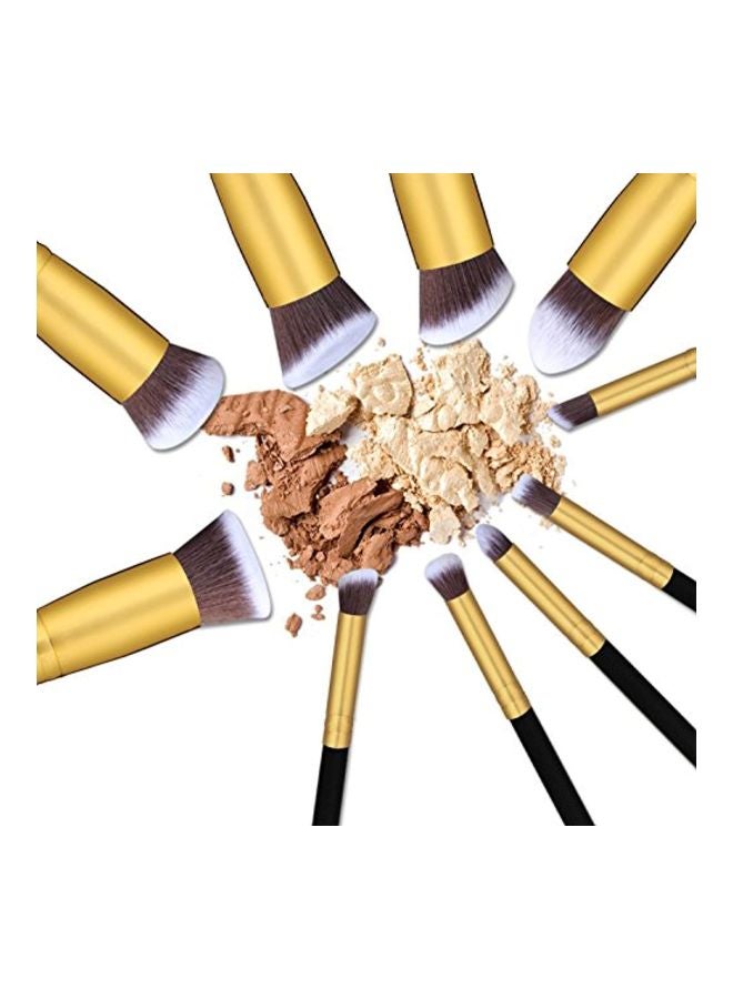 BS Mall 10-Piece Face Makeup Brush Set Golden/Black/Brown - Image 4
