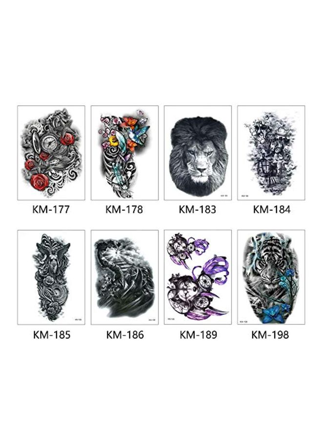 8-Piece Temporary Tattoo Sticker Black/Red/Blue - v1571297079/N31038325A_2