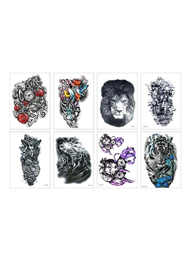 8-Piece Temporary Tattoo Sticker Black/Red/Blue - v1571297080/N31038325A_1