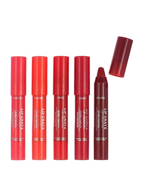 5-Piece Matte Lip Crayons Red