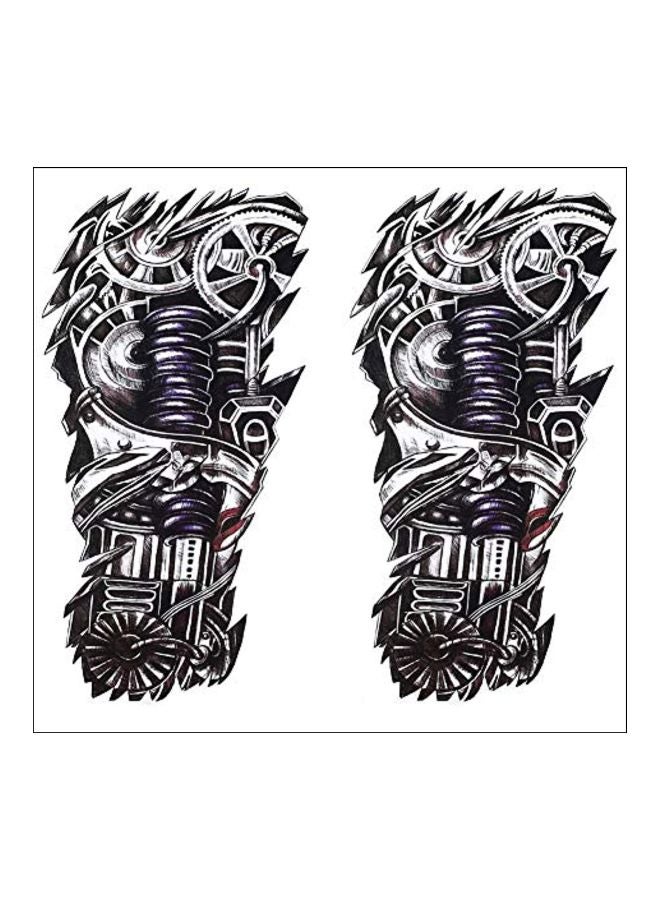 SpringPear 2-Piece Mechanical Arm Tattoo Sticker Set Black - Image 1