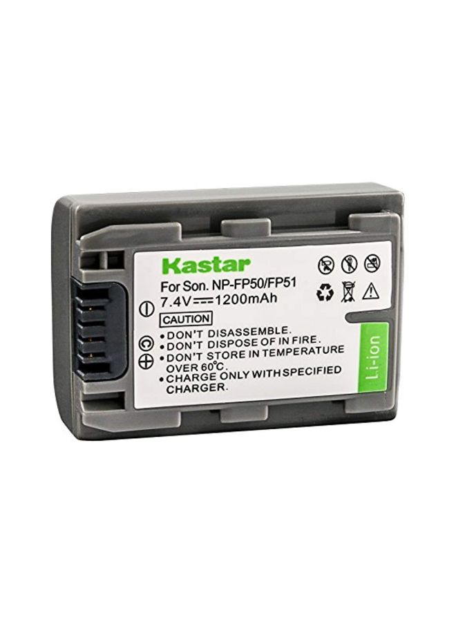 Kastar - 1200.0 mAh Replacement Battery For Sony NP-FP30, NP-FP50, NP-FP60, NP-FP70, NP-FP90 Grey - Image 1