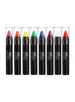 UV Glow Pack Of 8 Crayon Neon UV Paint Stick Multicolour  - Image 1