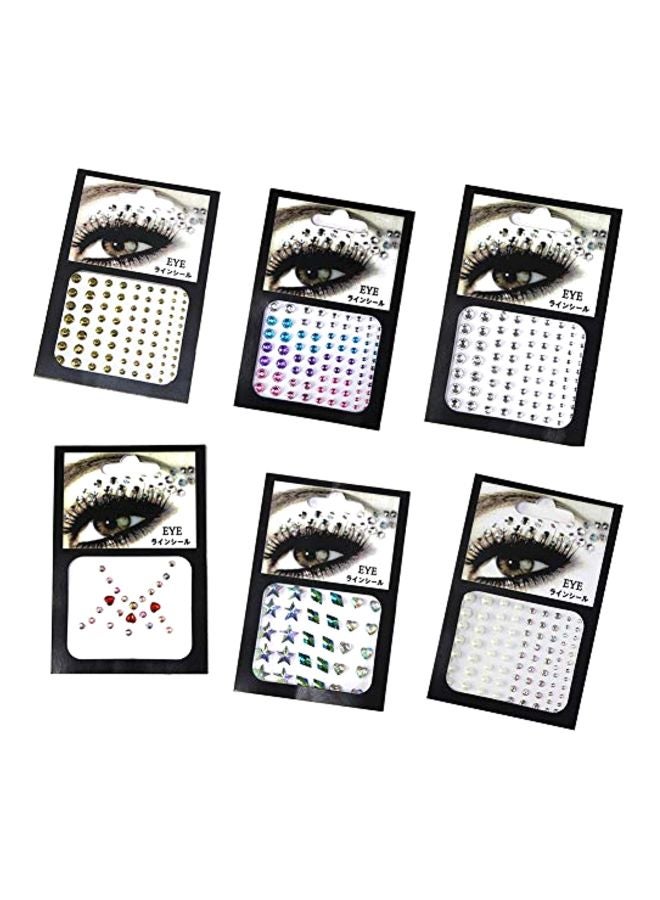 تشيز آند يو طقم ملصقات ثلاثية الأبعاد بتصميم أحجار الراين من الأكريليك للعيون مكون من 6 قطع متعدد الألوان - Image 1