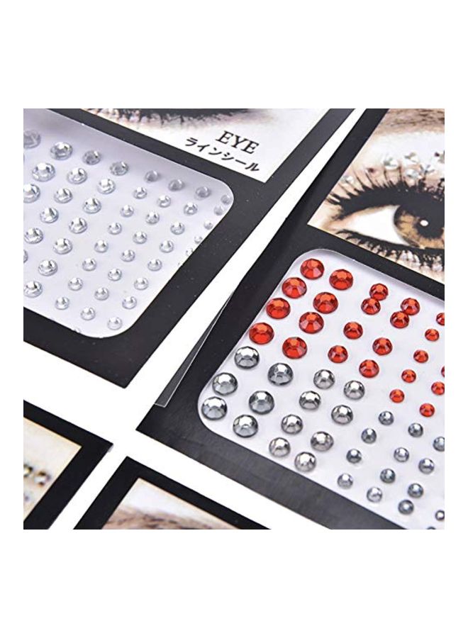 تشيز آند يو طقم ملصقات ثلاثية الأبعاد بتصميم أحجار الراين من الأكريليك للعيون مكون من 6 قطع متعدد الألوان - Image 2