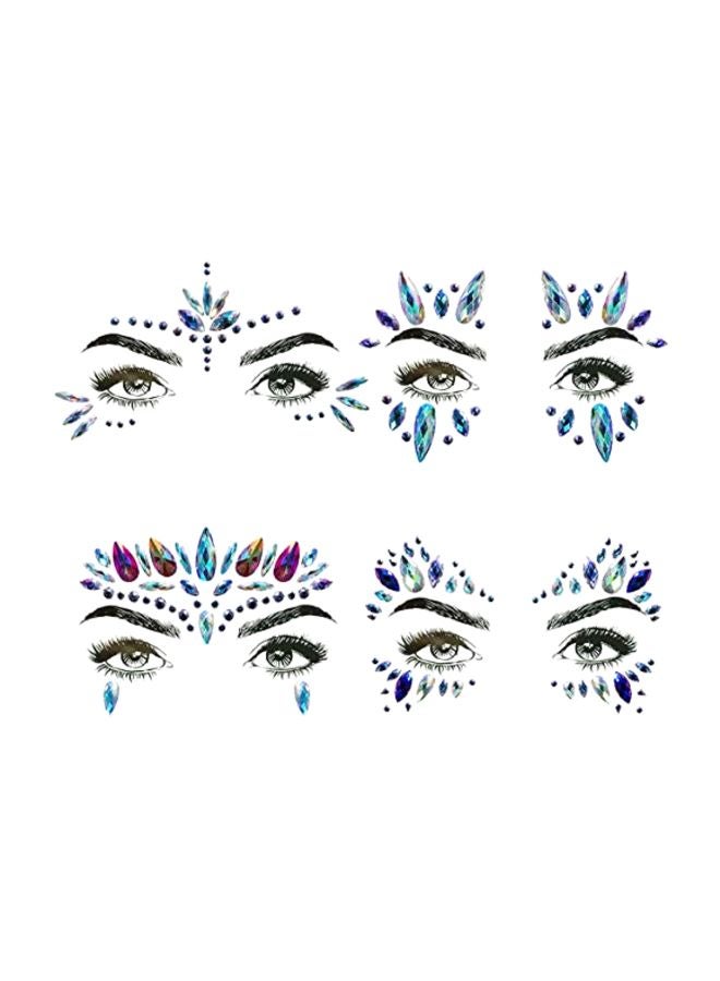 Set Of 4 Crystals Face Stickers Multicolour