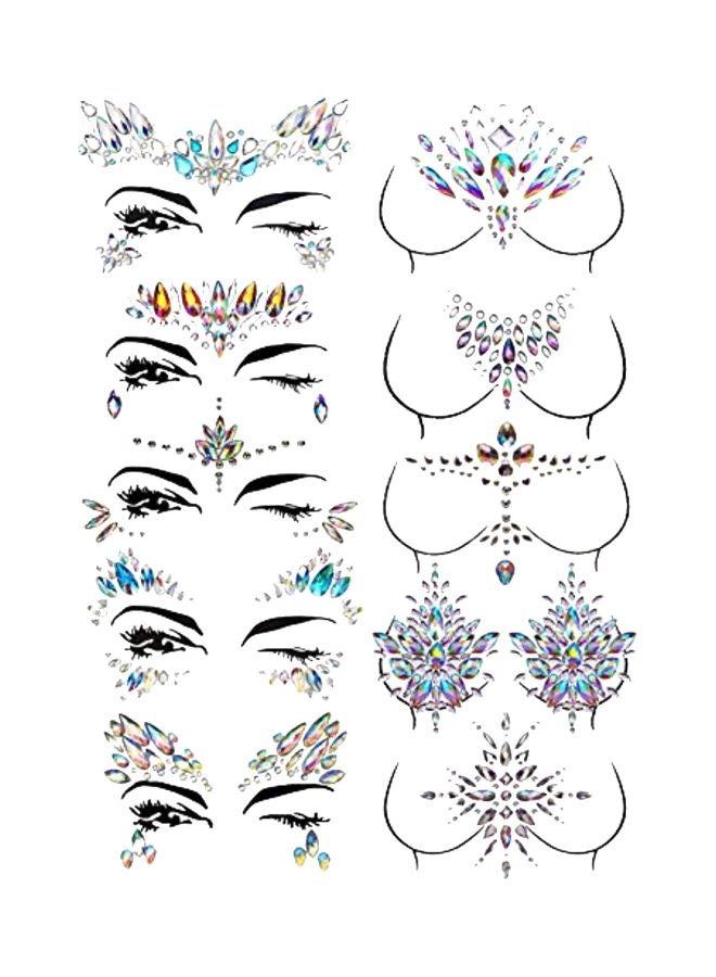 Set Of 10 Rhinestone Decorations Tattoo Stickers Multicolour - v1571300722/N31041108A_1