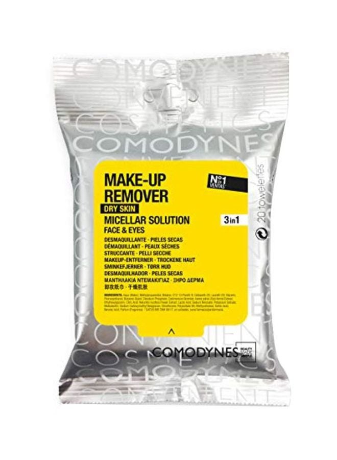 20-Piece Makeup Removers Micellar Solution Toweletts White